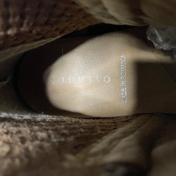 Invito Dark Brown Leather Ankle Boots Booties EU Size 37 Back Zip Basket Weave - Picture 7 of 8